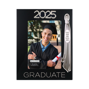 2025 Graduate Black Picture Frame Holds Tassel and 5"x7" Photo