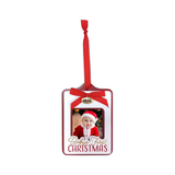 2026 Baby's First Christmas Picture Frame Ornament with Red Bow and Metal Pendant Holds 2.5" Photo