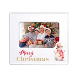 2026 Dated Merry Christmas Ceramic Picture Frame with Snowman Illustration Holds 4" x 6" Horizontal Photo