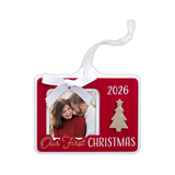 2026 Our First Christmas Picture Frame Ornament with Metal Tree Attachment Holds 2.5" Photo