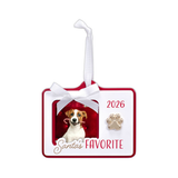 2026 Santa' Favorite Pet Picture Frame Ornament with Metal Paw Print Attachment Holds 2.5" Photo