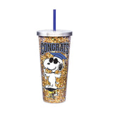 Snoopy Congratulations Graduate 20 Oz. Glitter Cup with Straw
