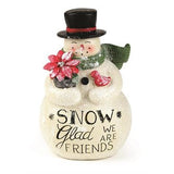 Snow Glad We Are Friends Snowman with Poinsettia Mini Figurine