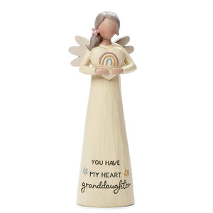 Bright Blessings 5.25" Angel Figurine with Rainbow Heart Granddaughter You Have My Heart
