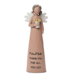 Bright Blessings 5.25" Angel Figurine with Sunflower Bouquet Nurse Thank You For All You Do!