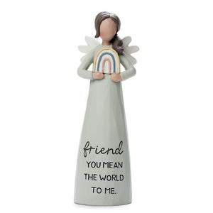 Bright Blessings 5.25" Angel Figurine with Rainbow Friend You Mean the World To Me
