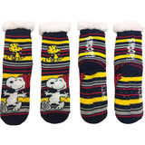 Precious Moments Peanuts Snoopy and Woodstock Dancing Black Yellow Red Sherpa Lined Socks