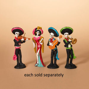 Day of the Dead Skeleton Mariachi Band and Dancer Figurines 5.2"