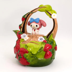 Sanrio Blue Sky Clayworks My Melody Strawberry Garden Teapot, 8"