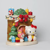 Sanrio Blue Sky Clayworks Hello Kitty and My Melody Cozy Fireplace Figurine, 6.25"