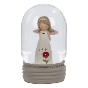 4.25" July Birthstone Angel Snow Globe