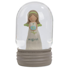 4.25" August Birthstone Angel Snow Globe