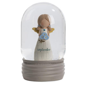 4.25" September Birthstone Angel Snow Globe