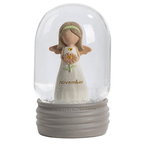 4.25" November Birthstone Angel Snow Globe