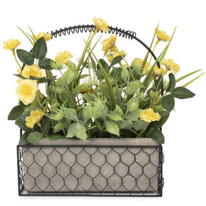 Yellow Flower Arrangement In Wire Basket
