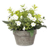 White Flowers & Greenery In Gray Pot