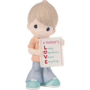 A Mother's Love is Everything Boy Holding L.O.V.E. Sign Figurine