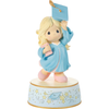 From Cap and Gown to New Horizons Graduation Blonde Girl with Blue Gown Figurine Musical Plays Pomp and Circumstance