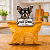 Chihuahua Black Official Crumb Catcher on Duty Note or Bag Clip and Fridge Magnet