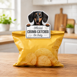 Dachshund Black Official Crumb Catcher on Duty Note or Bag Clip and Fridge Magnet