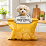Maltese Official Crumb Catcher on Duty Note or Bag Clip and Fridge Magnet