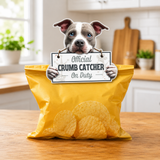 Pit Bull Brindle Official Crumb Catcher on Duty Note or Bag Clip and Fridge Magnet