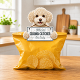 Poodle White Official Crumb Catcher on Duty Note or Bag Clip and Fridge Magnet