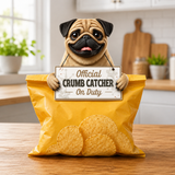 Pug Official Crumb Catcher on Duty Note or Bag Clip and Fridge Magnet