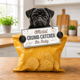 Pug Black Official Crumb Catcher on Duty Note or Bag Clip and Fridge Magnet