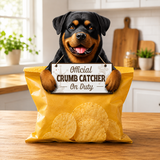 Rottweiler Official Crumb Catcher on Duty Note or Bag Clip and Fridge Magnet