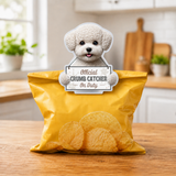 Bichon Frise Official Crumb Catcher on Duty Note or Bag Clip and Fridge Magnet