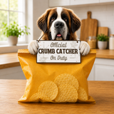 Saint Bernard Official Crumb Catcher on Duty Note or Bag Clip and Fridge Magnet