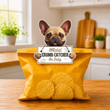 French Bulldog Tan Official Crumb Catcher on Duty Note or Bag Clip and Fridge Magnet