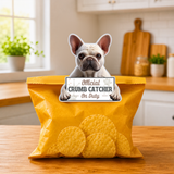 French Bulldog Black Official Crumb Catcher on Duty Note or Bag Clip and Fridge Magnet