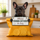 French Bulldog White Official Crumb Catcher on Duty Note or Bag Clip and Fridge Magnet