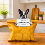 Boston Terrier Official Crumb Catcher on Duty Note or Bag Clip and Fridge Magnet