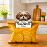 Shih Tzu Tan & White Official Crumb Catcher on Duty Note or Bag Clip and Fridge Magnet