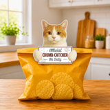 Orange and white cat Official Crumb Catcher on Duty Note or Bag Clip and Fridge Magnet