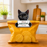 Black Cat Official Crumb Catcher on Duty Note or Bag Clip and Fridge Magnet