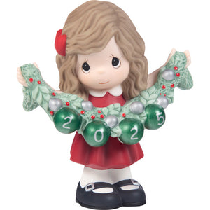 Precious Moments Deck The Halls Dated 2025 Porcelain Bisque Girl Figurine 4.75"