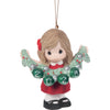 Precious Moments Deck The Halls Dated 2025 Porcelain Bisque Girl Ornament 3.5"