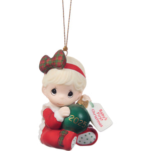 Precious Moments Baby Girl First Christmas Dated 2025 Porcelain Bisque Ornament 2.57"