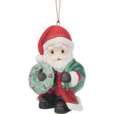 Precious Moments Bringing Christmas Joy to All Dated 2025 Annual Santa Porcelain Bisque Ornament 3.53"