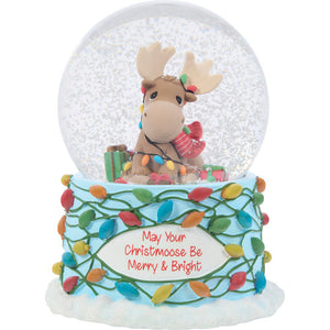 Precious Moments May Your Christmoose Be Merry and Bright LED Light Up Musical 100mm Snow Globe