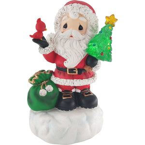 Precious Moments Santa with Cardinal and LED Light Up Tree Musical 6' Figurine Plays “Jolly Old St. Nicholas”