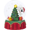 Peanuts Snoopy and Woodstock Decorating Christmas Tree Musical Figurine with LED Lights Blinking Snowflake Backdrop - Friends Light Up The Season