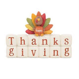 Happy Thanksgiving Turkey on Word Block Mini Figurine