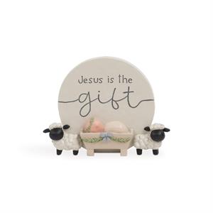 4.5" Jesus is the Gift Plaque with Lamb Figurine