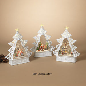 11.5" Holiday Scenery in White Tree Glitter Water Globe Lantern