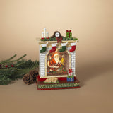 10.25" Santa in Fireplace Glitter Water Globe Lantern